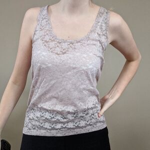 Hinge light pink lace tank top size S